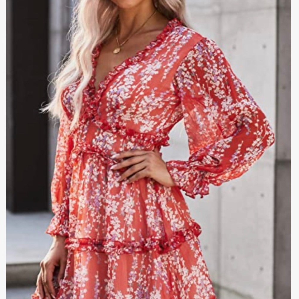 Red floral dress